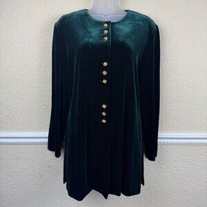 Vintage R&M Richards by Karen Kwong Green Velvet Long Tunic Top M/L Victorian